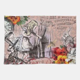 Glass konst äventyr illustration underland kökshandduk