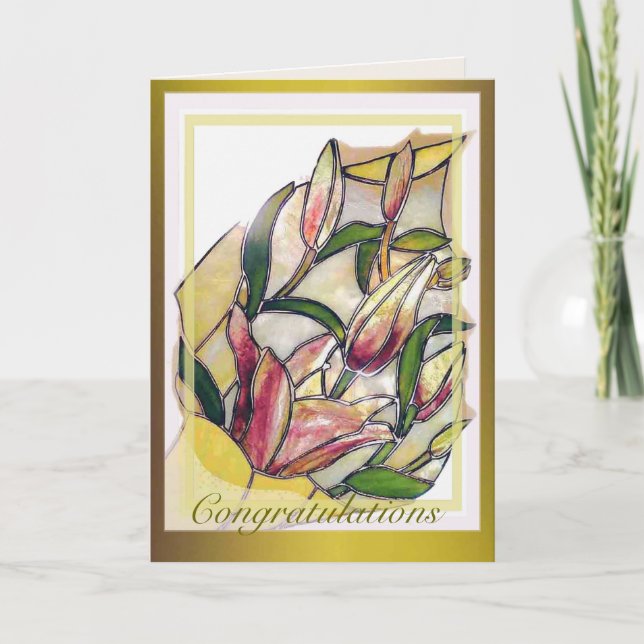 Glass Lily Bouquet Grattiss Card Helgkort (Framsida)
