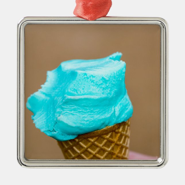 Glass med våffelmakro julgransprydnad metall (Framsidan)