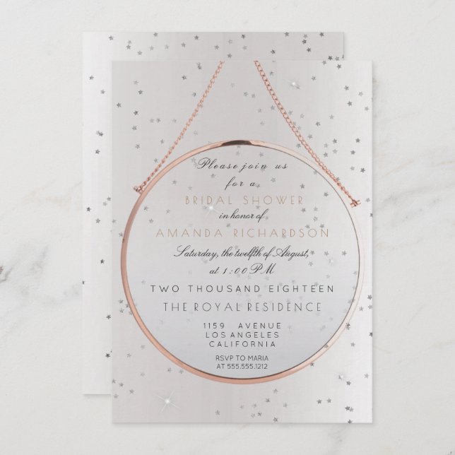 Glass Möhippa Bachelorette Silver Rosa ros Inbjudningar (Fram/baksida)