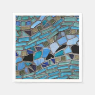 Glass mosaisk Pappersservett för blåtthav