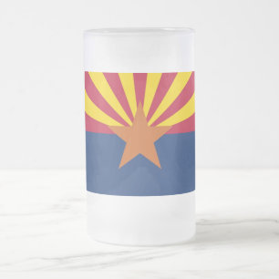 Glass Mugg, fryst, med flagga av Arizona, Förenta Frostat Ölglas