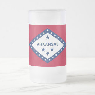 Glass Mugg, fryst, med flagga av Arkansas, Förenta Frostat Ölglas