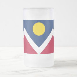 Glass Mugg, fryst, med flagga av Denver City, USA Frostat Ölglas