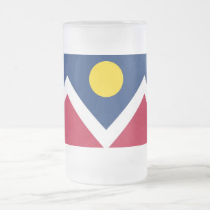 Glass Mugg, fryst, med flagga av Denver City, USA Frostat Ölglas