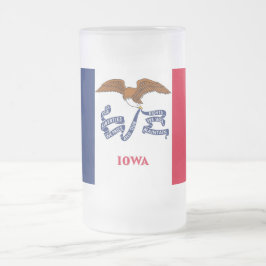 Glass Mugg, fryst, med flagga av Iowa, USA Frostat Ölglas