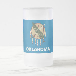 Glass Mugg, fryst, med flagga av Oklahoma, USA Frostat Ölglas