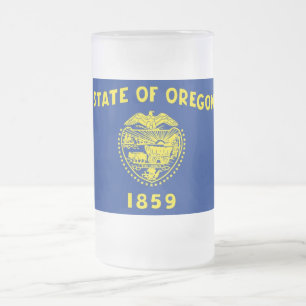 Glass Mugg, fryst, med flagga av Oregon, Förenta s Frostat Ölglas