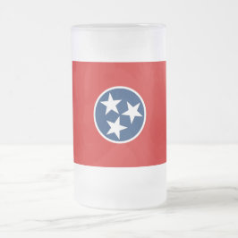 Glass Mugg, fryst, med flagga av Tennessee, USA Frostat Ölglas
