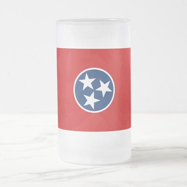 Glass Mugg, fryst, med flagga av Tennessee, USA Frostat Ölglas (Center)