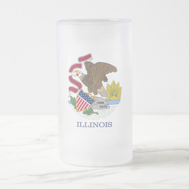 Glass Mugg med flagga av Illinois, Förenta statern (Center)