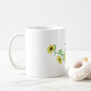 Glass mugg med solrosdesign