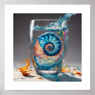 Glass Nautilus Snäcka Poster