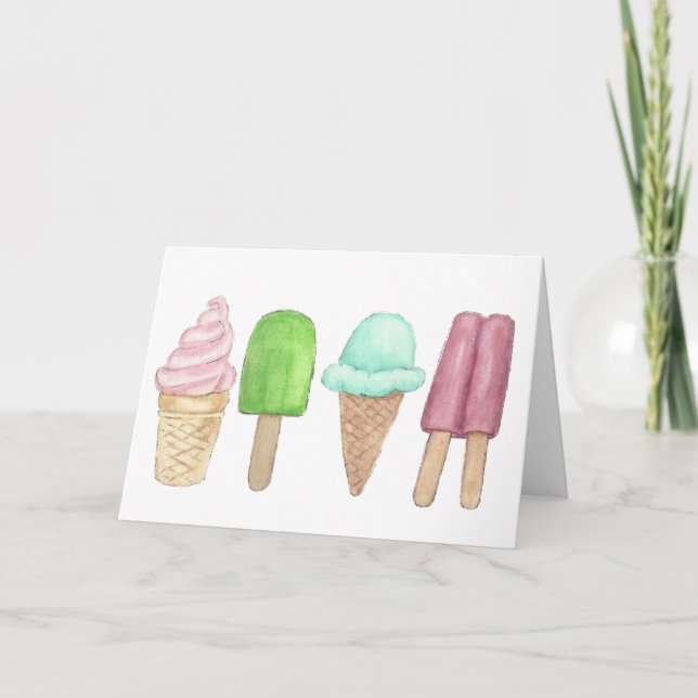 Glass- och Popsiclehälsningkort Kort (Framsida)
