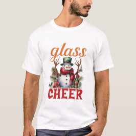 Glass of Cheer Christmas Funny Snowman Wine Lover T Shirt