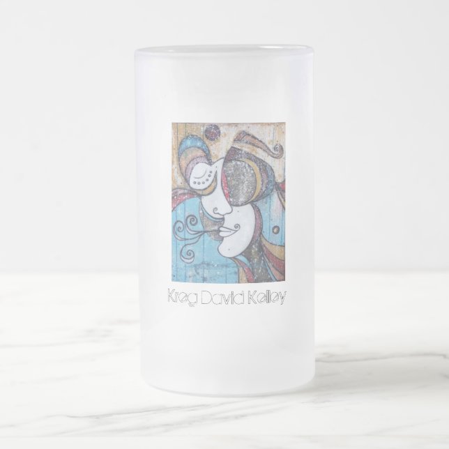 Glass ölmugg "för populär bris" frostat ölglas (Center)