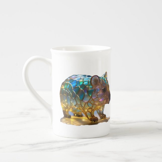 Glass Opalized Australian Wombat Benporslin Mugg (Vänster)
