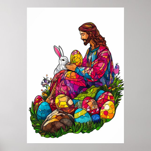 Glass Påsk Jesus Eggs Poster (Framsidan)