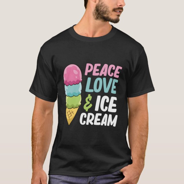 Glass Peace Kärlek och Ice Cream T Shirt (Framsida)