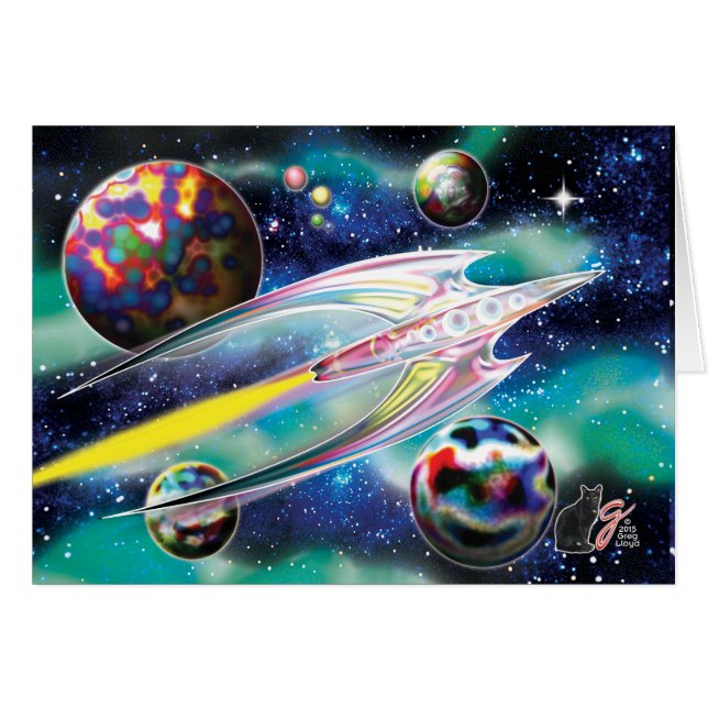 Glass raket hälsningskort (Framsidan Horizontal)