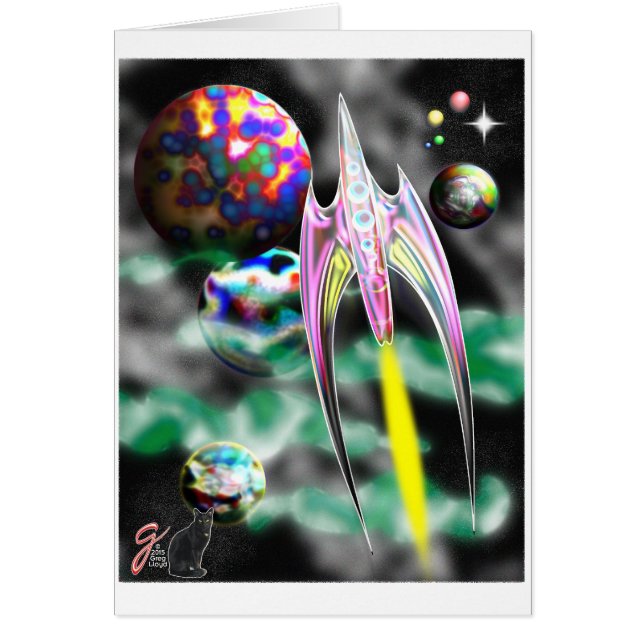 Glass raket hälsningskort (Framsidan)