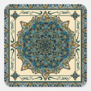 Glass Ram Window Mandala Sticker Fyrkantigt Klistermärke