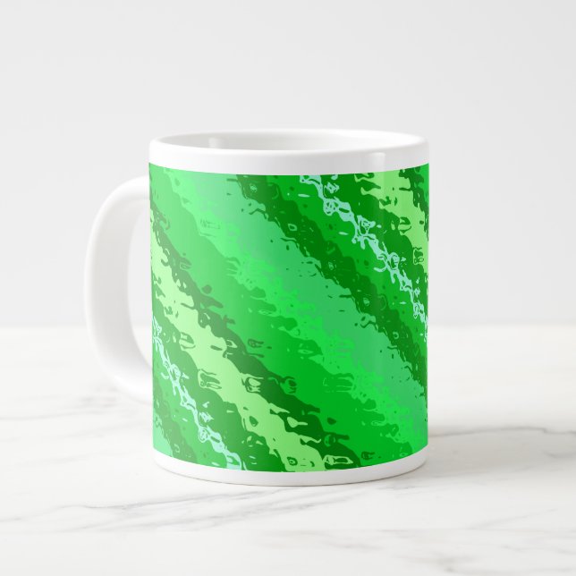 Glass rand - grönt med smaragdnyans jumbo mugg (Framsida vänster)