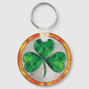 Glass Shamrock Nyckelring