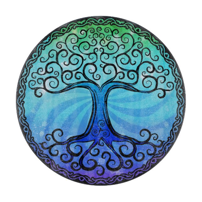 Glass skärbräda - 'Celtic träd av Life (Framsidan)