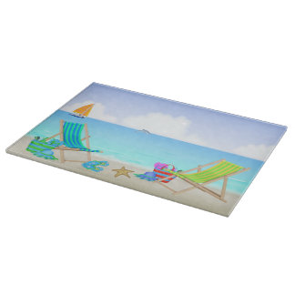 Glass skärbräda för avslappnande strand (15" x11")
