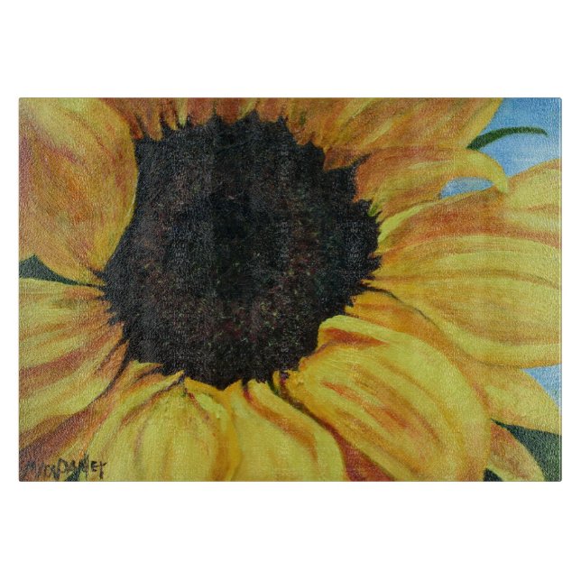 glass skärbräda med solrosen (Framsidan)