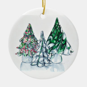 Glass skogprydnad julgransprydnad keramik