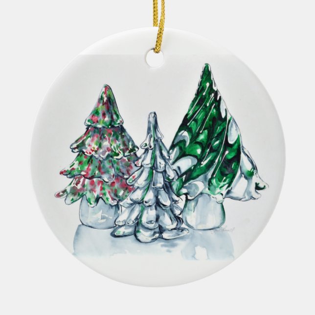 Glass skogprydnad julgransprydnad keramik (Framsidan)