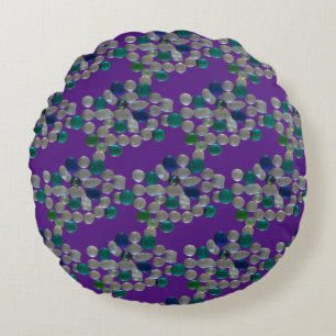 Glass Småsten Mönster Cust. LILA Round Pillow Rund Kudde