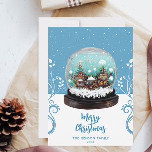 Glass Snöboll Vinterbyn Växlighet Jul Julkort