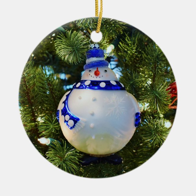 Glass Snögubbe Ornament (Framsidan)