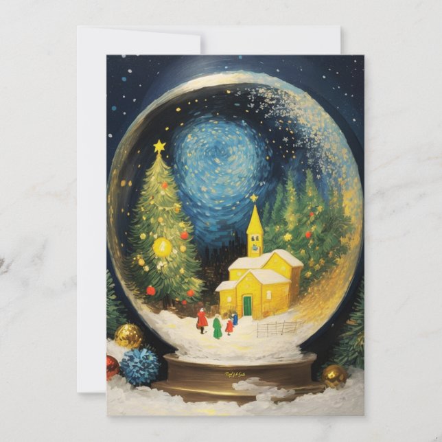Glass Snowball-jul: Festive Greeting Cards Julkort (Framsida)