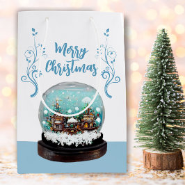 Glass Snowball Winter Village Blue God jul