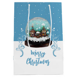 Glass Snowball Winter Village Blue God jul