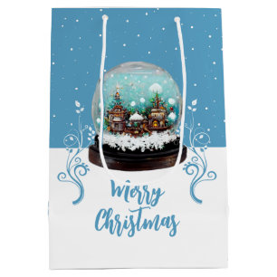 Glass Snowball Winter Village Blue God jul
