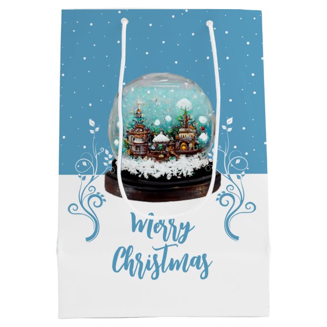 Glass Snowball Winter Village Blue God jul (Baksidan)