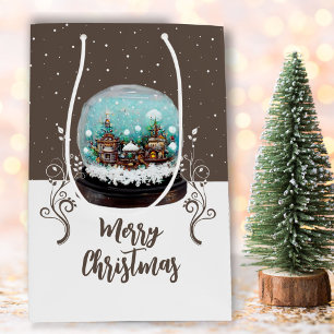 Glass Snowball Winter Village Brown jul