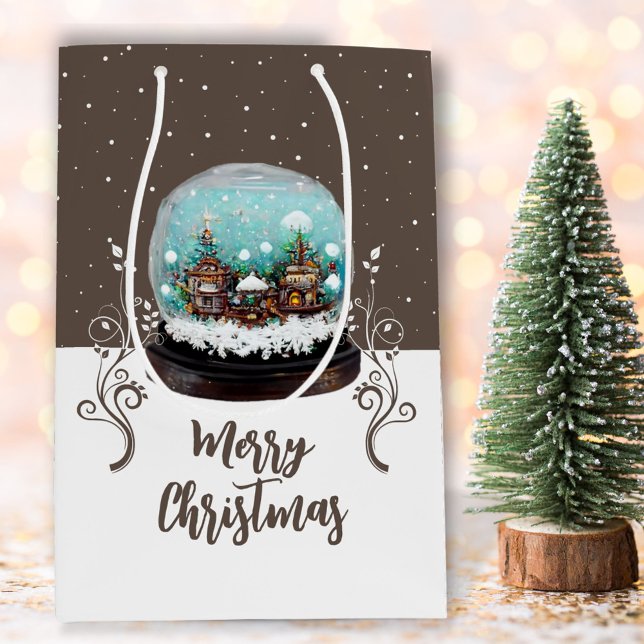 Glass Snowball Winter Village Brown jul (Skapare uppladdad)