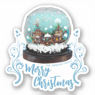 Glass Snowball Winter Village Foliage jul Klistermärken