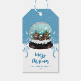 Glass Snowball Winter Village Foliage jul Presentetikett