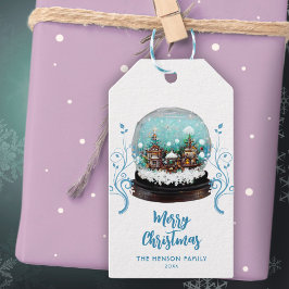 Glass Snowball Winter Village Foliage jul Presentetikett