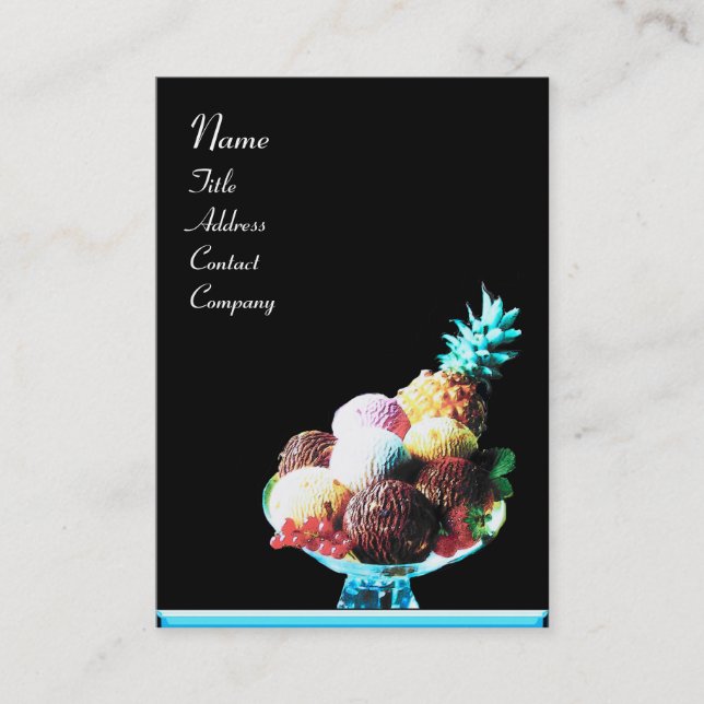 GLASS STRÖM - ÖKEN BUTIK, blå svart Visitkort (Framsida)