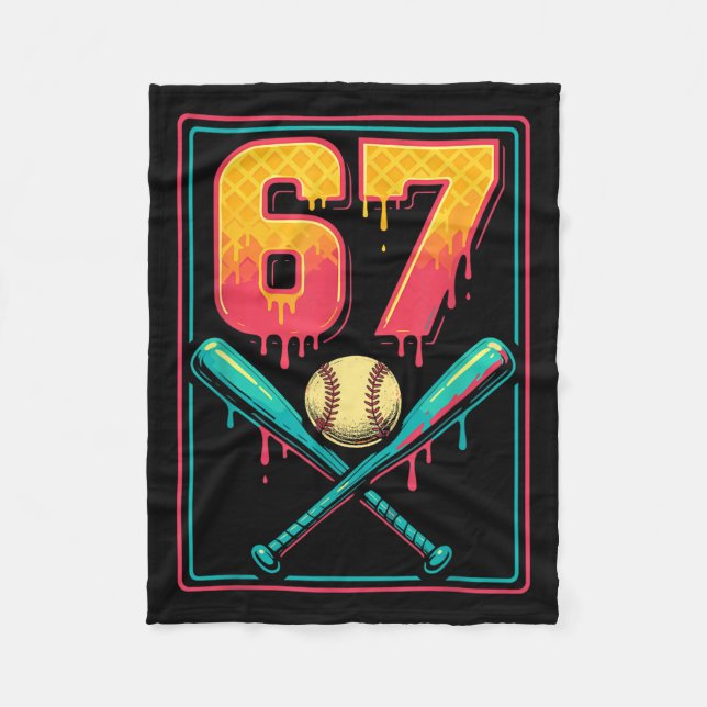 Glass Strömmande Baseball Grejer 67 Meme Gen Alpha Fleecefilt (Framsidan)