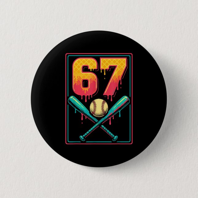 Glass Strömmande Baseball Grejer 67 Meme Gen Alpha Knapp (Framsida)