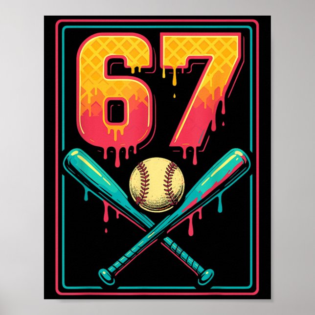 Glass Strömmande Baseball Grejer 67 Meme Gen Alpha Poster (Framsidan)